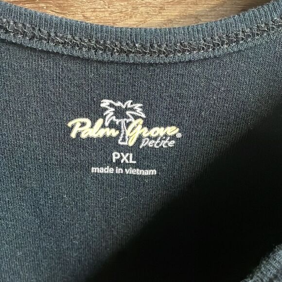 Palm Grove Petite, Ladies Tank with Blinged Palm Tree, Size PXL , Black Tank - Picture 4 of 5